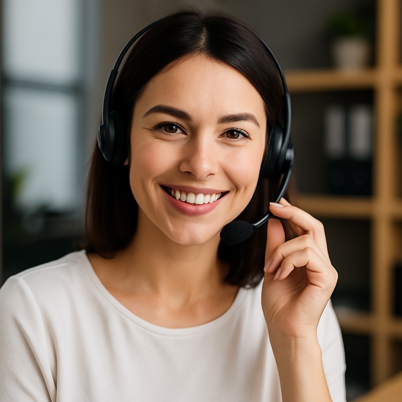 Lächelnde Support-Mitarbeiterin